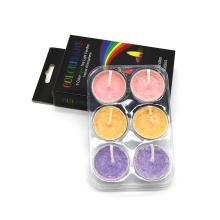 Wholesale Color flame tealight candles with 6pcs in aluminum holders